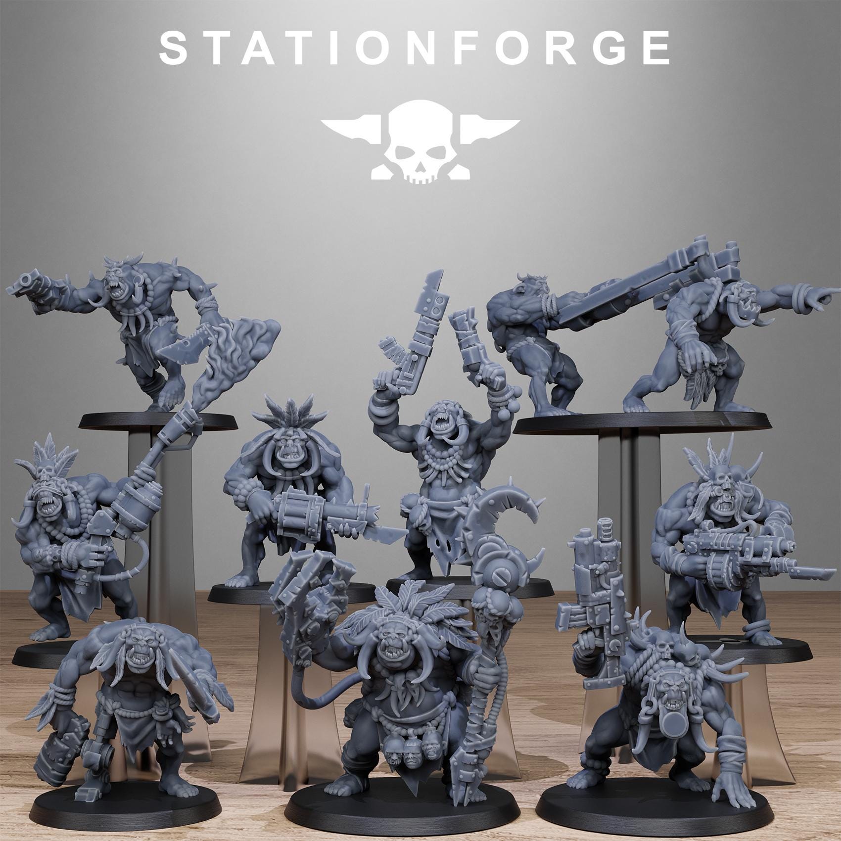 Orkaz Tribal Infantry 10 Models - in 12k - by Station Forge
