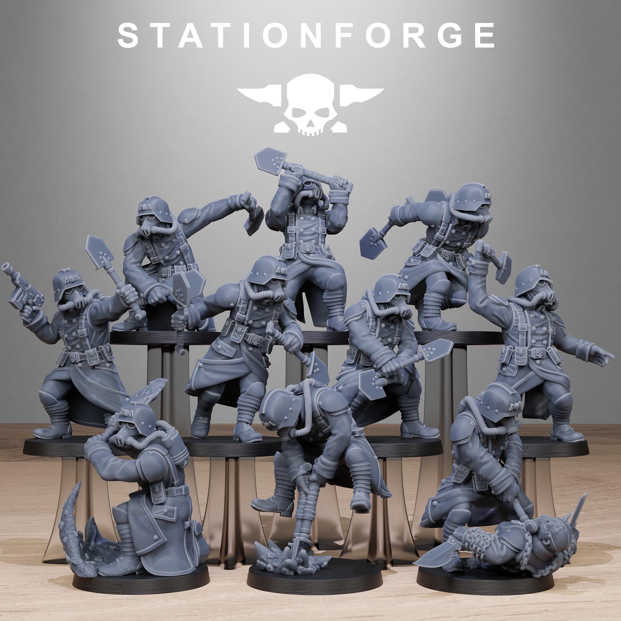 GrimGuard Shovel Fighter  10 Models - in 12k - by Station Forge