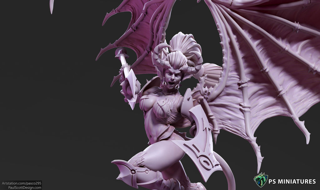 Demonic Harpies- 3 Models - 50mm bases - 12k Resolution - PSMinis
