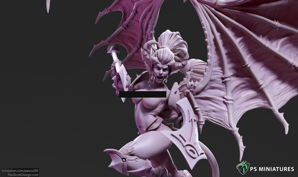 Demonic Harpies- 3 Models - 50mm bases - 12k Resolution - PSMinis