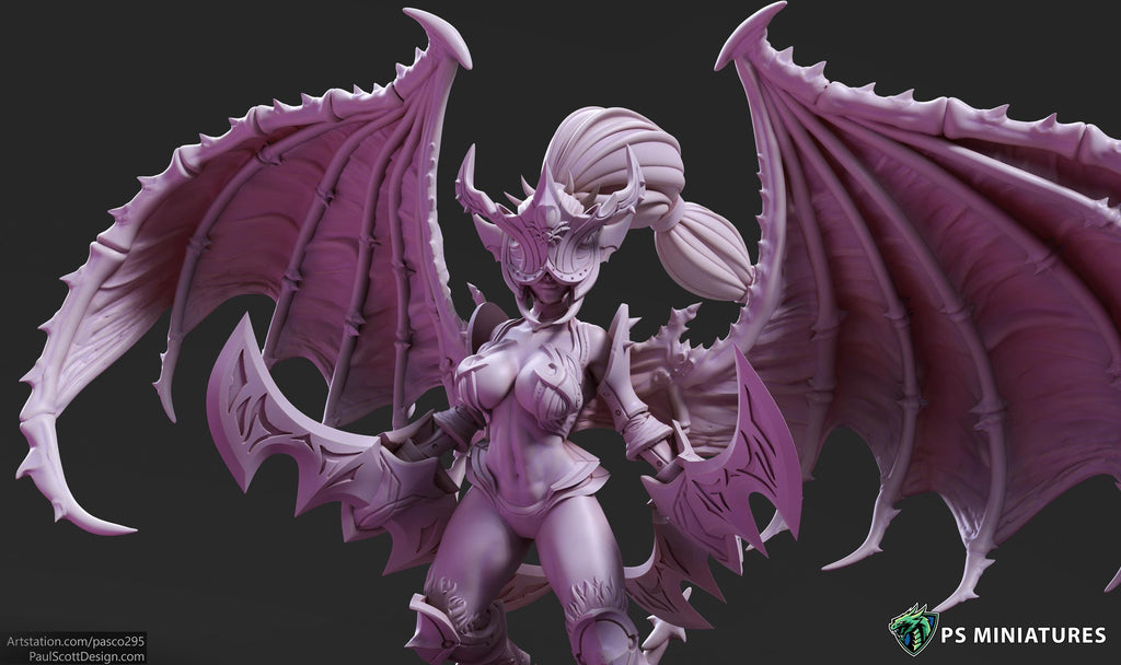 Demonic Valkyries- 3 Models - 50mm bases - 12k Resolution - PSMinis