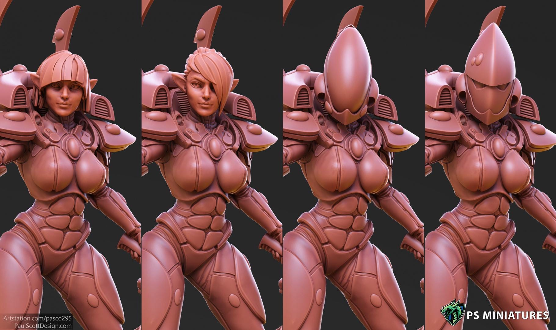 Space Elf Soldiers - 10 Models - 9 different Poses - 12k Resolution - by PSMINIS