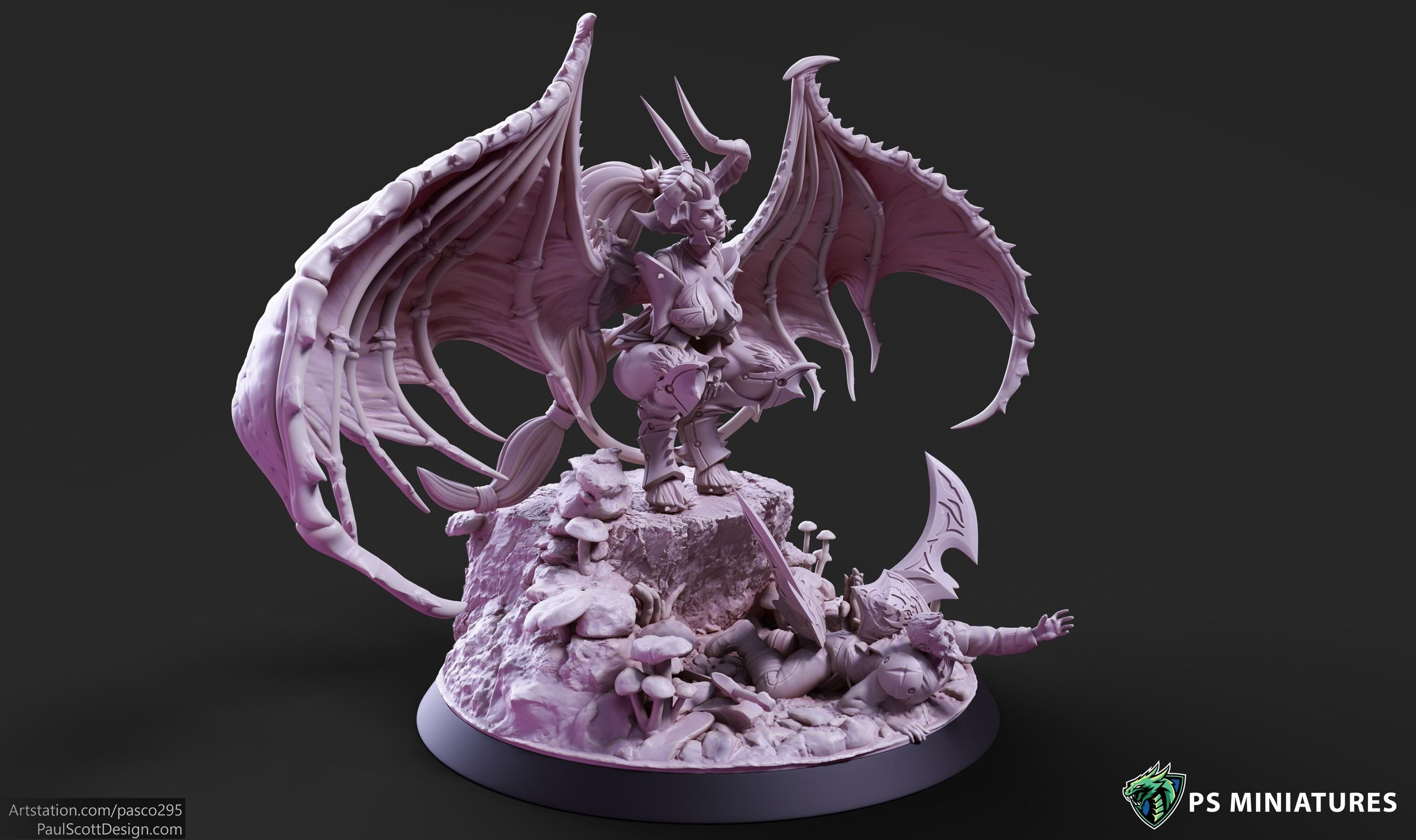 Greater Demon Valkyrie- 100mm wingspan - 12k Resolution - Custom Base