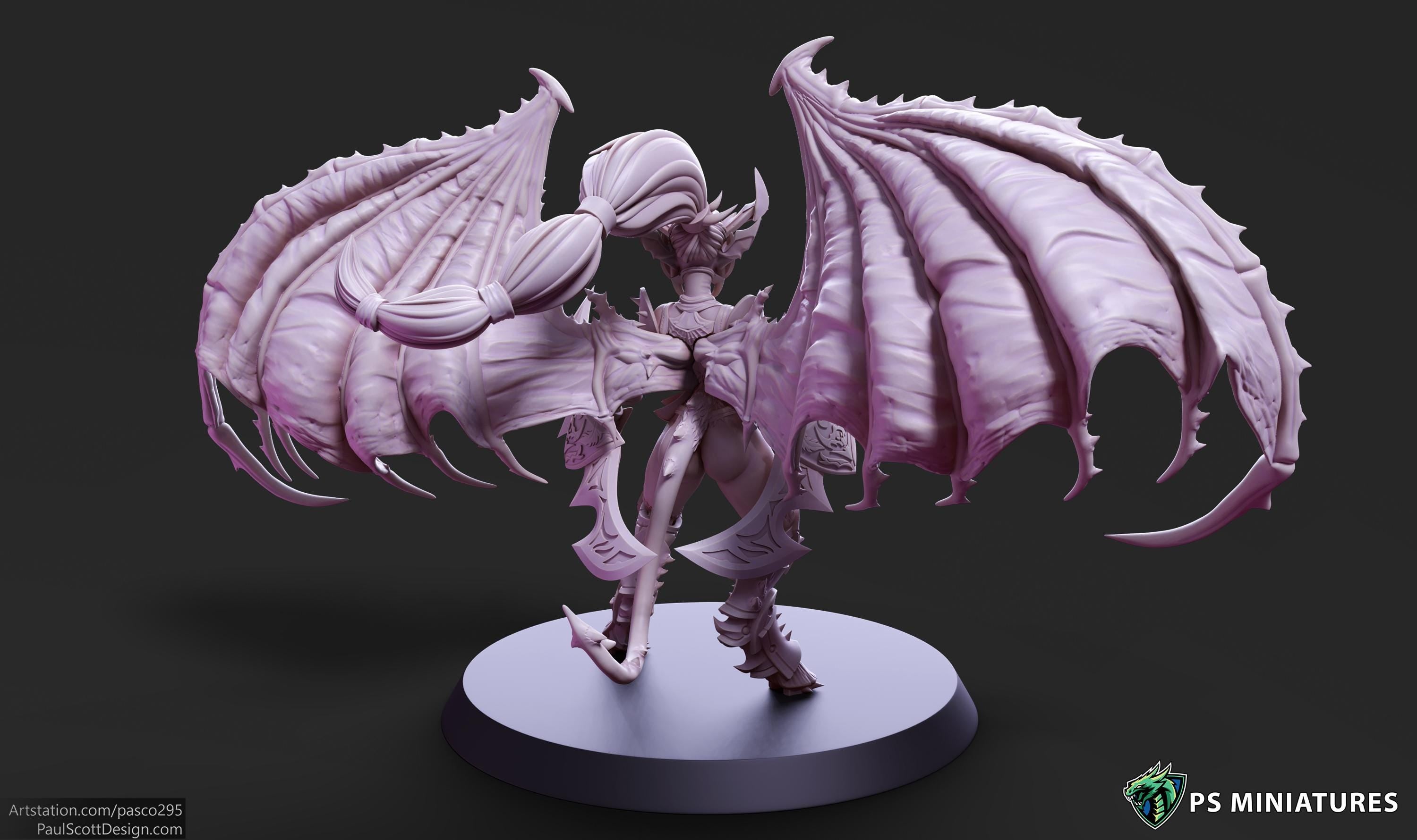 Demonic Valkyries- 3 Models - 50mm bases - 12k Resolution - PSMinis