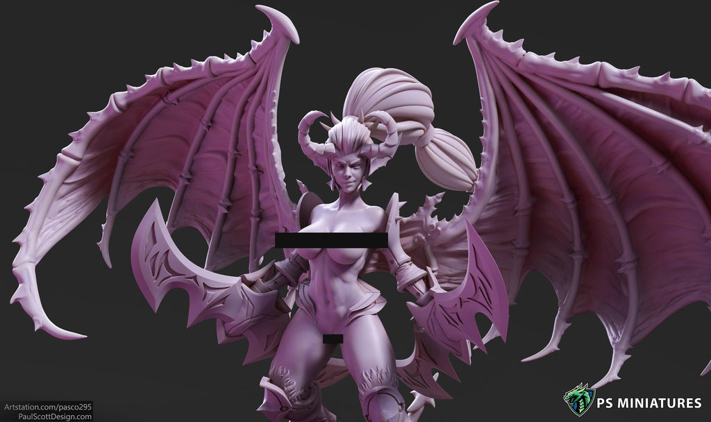Demonic Valkyries- 3 Models - 50mm bases - 12k Resolution - PSMinis
