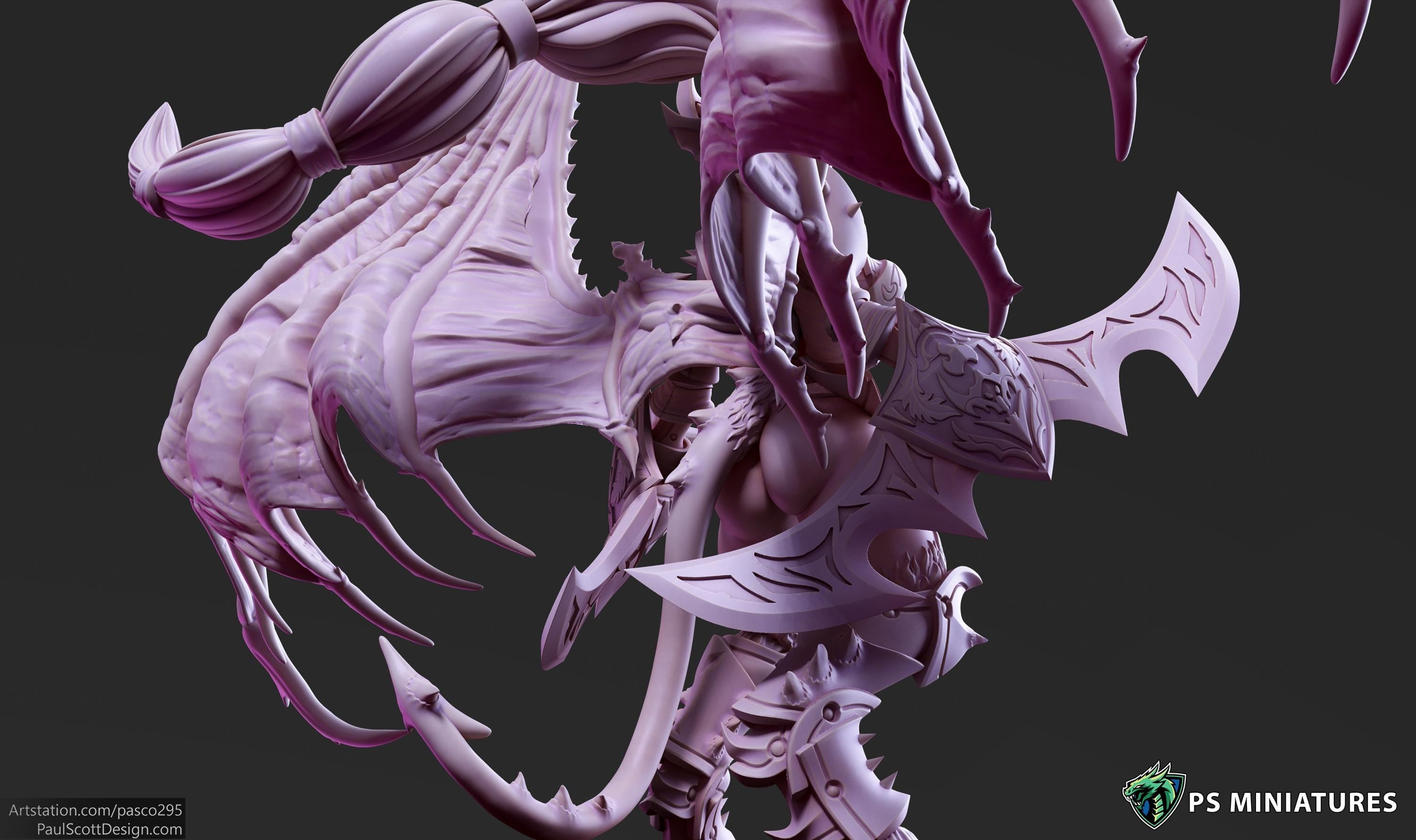 Demonic Valkyries- 3 Models - 50mm bases - 12k Resolution - PSMinis